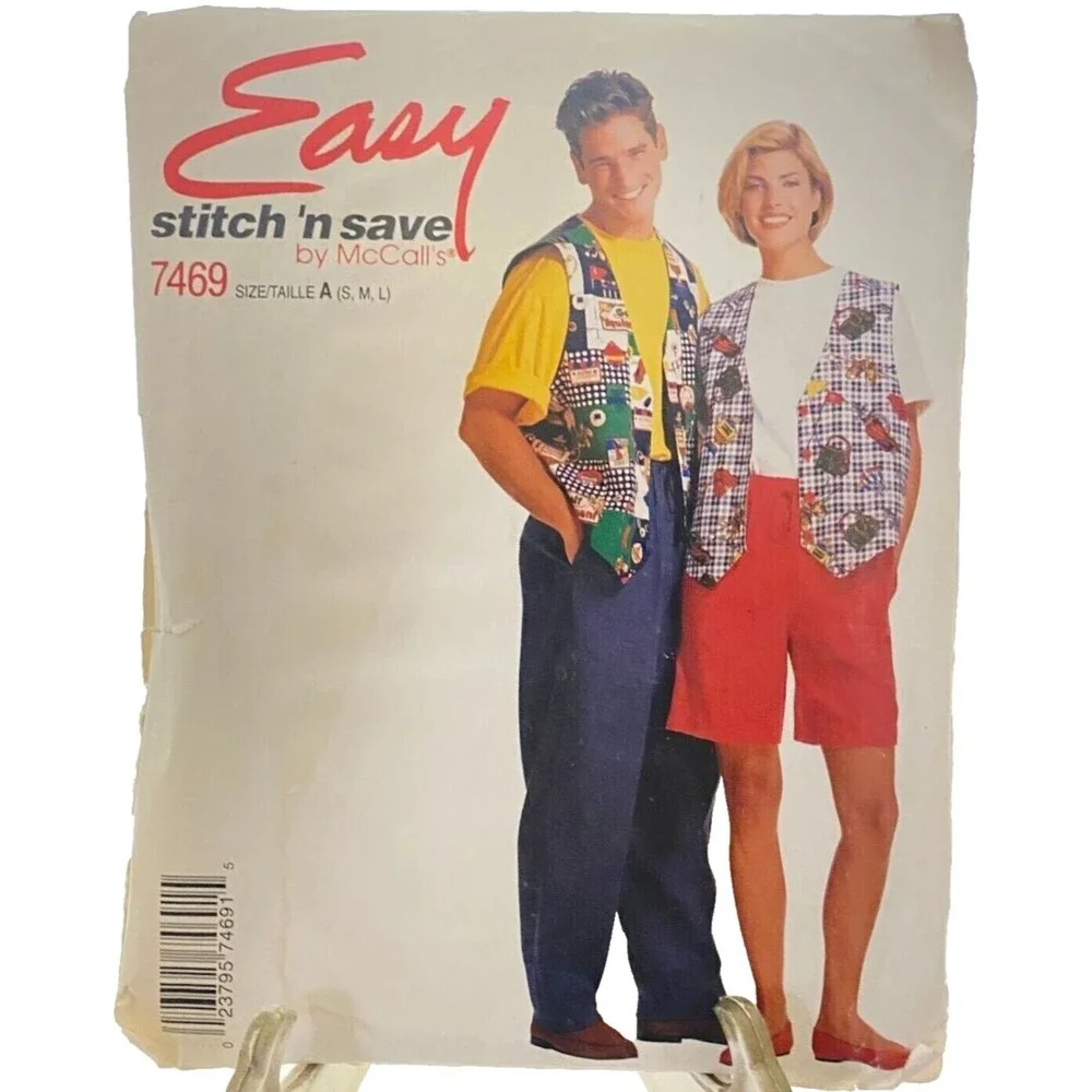 #7469 McCalls Misses Mens Vest T-shirt Pants and Shorts Sewing Pattern Size S-L